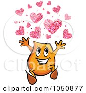 Poster, Art Print Of Orange Blinky Running With Hearts