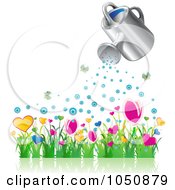 Poster, Art Print Of 3d Watering Can Over A Flower Garden