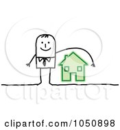 Stick Insurance Agent Businessman Reaching Over A House