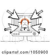 Royalty Free RF Clip Art Illustration Of A Stick Businessman Being Targeted By A Cyber Bully 2