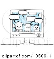 Poster, Art Print Of Stick Family Chatting In A Computer