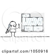 Royalty Free RF Clip Art Illustration Of A Stick Architect Drawing Blueprints by NL shop