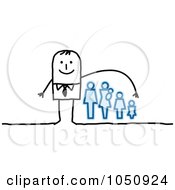 Poster, Art Print Of Stick Health Insurance Businessman Reaching Over A Family