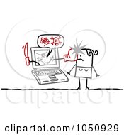 Royalty Free RF Clip Art Illustration Of A Stick Woman Being Targeted By A Cyber Bully by NL shop