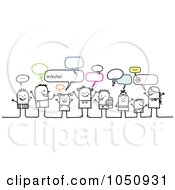Poster, Art Print Of Group Of Stick Kids And Adults Chatting