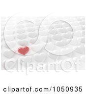 Royalty Free RF Clip Art Illustration Of A Single 3d Red Heart In Rows Of White Hearts