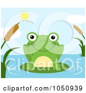 Poster, Art Print Of Smiling Frog In A Pond