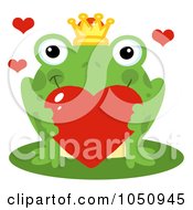 Poster, Art Print Of Romantic Frog Prince Holding A Red Heart