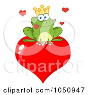 Royalty Free Vector Clip Art Illustration Of A Frog Prince Sitting On A Heart