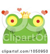 Poster, Art Print Of Smiling Frog Prince Face With Hearts