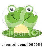 Royalty Free Vector Clip Art Illustration Of A Smiling Frog On A Lily Pad
