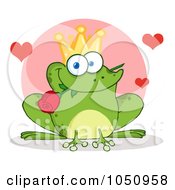 Poster, Art Print Of Frog Prince With A Rose Over A Pink Circle