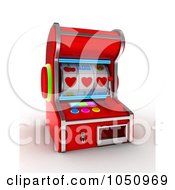 Poster, Art Print Of 3d Slot Machine With Three Hearts
