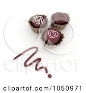 Poster, Art Print Of 3d Valentine Chocolates With A Chocolate Scribble