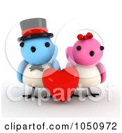 Poster, Art Print Of 3d Bird Couple With A Red Heart