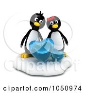 Poster, Art Print Of 3d Valentine Penguins With Ice Hearts