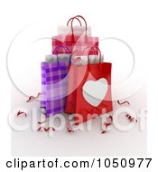 Poster, Art Print Of 3d Plaid Valentine Gift Bags