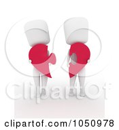 Royalty Free RF Clip Art Illustration Of A 3d Ivory White Couple Holding Heart Puzzle Pieces