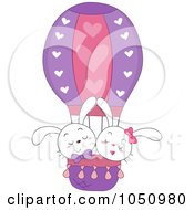 Royalty Free Vector Clip Art Illustration Of A Valentine Bunny Couple In A Hot Air Balloon