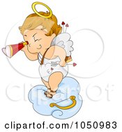 Poster, Art Print Of Valentine Cupid Viewing On A Cloud
