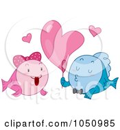 Poster, Art Print Of Fish Blowing A Heart Bubble For His Valentine