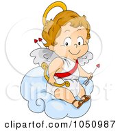 Poster, Art Print Of Valentine Cupid Sitting On A Cloud