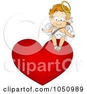 Poster, Art Print Of Valentine Cupid Sitting On A Heart