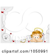 Poster, Art Print Of Valentine Cupid Resting On A Cloud Frame
