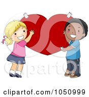 Poster, Art Print Of Valentine Kids Holding Up A Red Heart