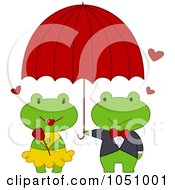 Frog Holding An Umbrella Over His Girl