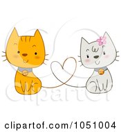 Poster, Art Print Of Pair Of Valentine Cats With Their Tails Forming A Heart