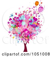 Royalty Free Vector Clip Art Illustration Of A Valentine Doodle Tree 1
