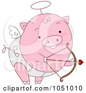 Poster, Art Print Of Cupid Pig Shooting Arrows