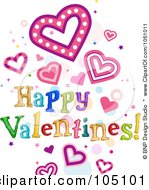 Poster, Art Print Of Happy Valentines Text With Hearts