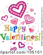 Royalty Free Vector Clip Art Illustration Of Happy Valentines Text With Hearts