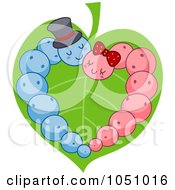 Poster, Art Print Of Pink And Blue Caterpillars Forming A Heart On A Leaf