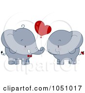 Poster, Art Print Of Valentine Elephant Couple With A Heart Balloon