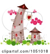 Royalty Free Vector Clip Art Illustration Of Valentine Towers With Pink Clouds
