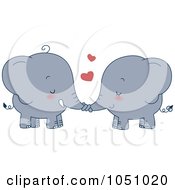 Valentine Elephant Couple Holding Trunks