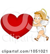 Poster, Art Print Of Valentine Cupid Pushing A Heart