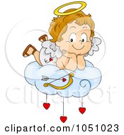 Poster, Art Print Of Valentine Cupid Resting On A Cloud