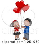Poster, Art Print Of Black Boy Giving Heart Balloons To A Girl