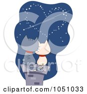 Poster, Art Print Of Valentine Cat Couple Viewing A Heart In A Night Sky