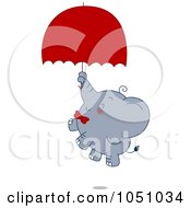 Poster, Art Print Of Valentine Elephant Floating With An Umbrella