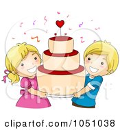 Poster, Art Print Of Kids Carrying A Big Valentine Cake