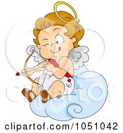 Poster, Art Print Of Valentine Cupid Aiming On A Cloud