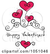 Poster, Art Print Of Happy Valentines With Swirls And Hearts