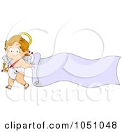 Poster, Art Print Of Valentine Cupid Carrying A Blank Banner