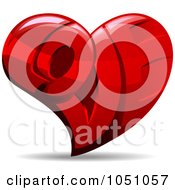 Royalty Free Vector Clip Art Illustration Of A Red Heart Formed Of LOVE