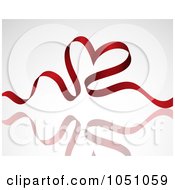 Royalty Free Vector Clip Art Illustration Of A Red Ribbon Heart And Reflection Over Shaded White